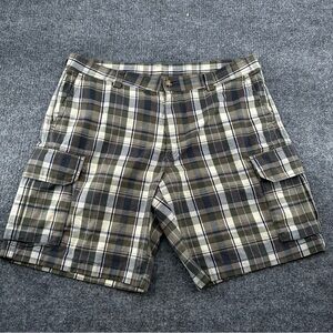 LL‎ Bean Shorts Mens 40 Plaid 9" Cargo Y2K Outdoor Casual Beach Green Blue Beige